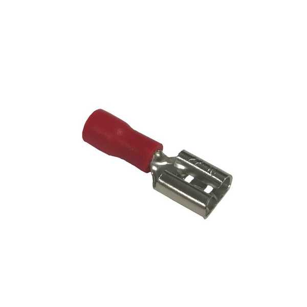 Remington Industries Quick Connect Terminals, Female, PVC Insulated, 16-22 AWG Gauge Wire, Tin-Plated Brss, Red, 100 PK FDD1.25-250-100